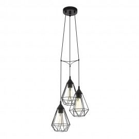 Eglo-Tarbes H/L 3X60W E27 Black & Copper Cluster